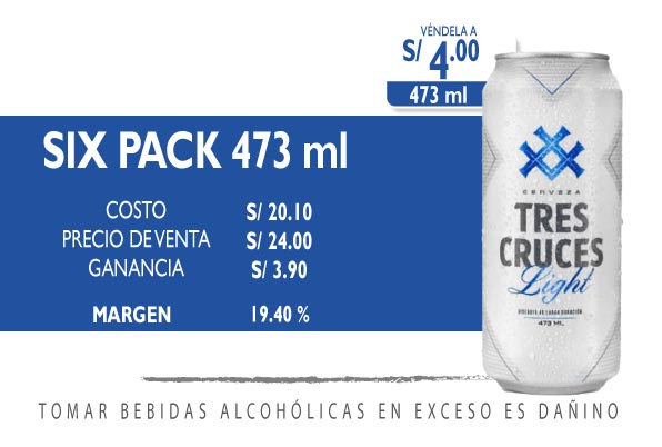 TRES CRUCES LIGHT LATA 473ml X6